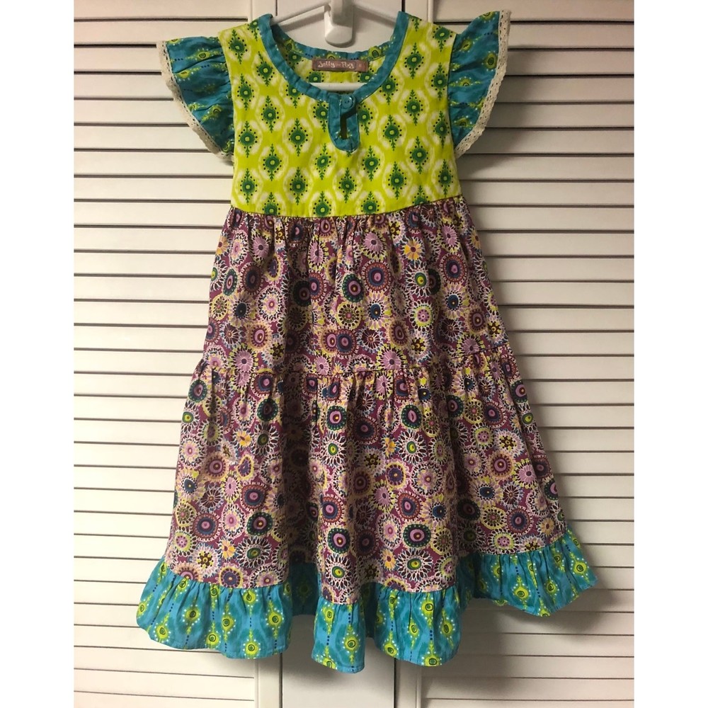 Jelly the pug size 6 savannah pinwheel woven dress
